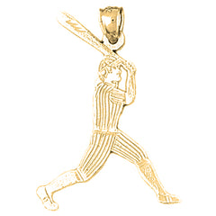 Yellow Gold-plated Silver Baseball Player Pendant
