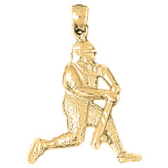 Yellow Gold-plated Silver Baseball Player Pendant