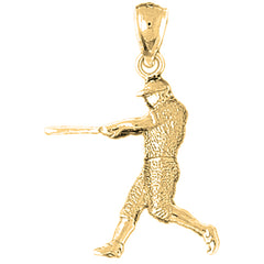 Yellow Gold-plated Silver Baseball Player Pendant