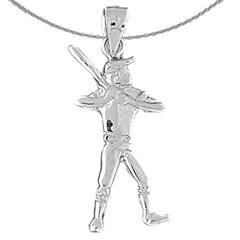 Baseballspieler-Anhänger aus Sterlingsilber (rhodiniert oder gelbgoldbeschichtet)