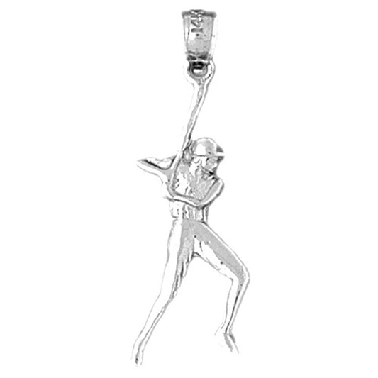 Sterling Silver Baseball Player Pendant