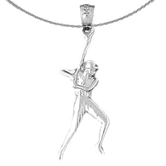 Baseballspieler-Anhänger aus Sterlingsilber (rhodiniert oder gelbgoldbeschichtet)