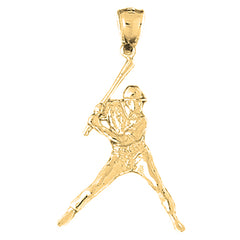 Yellow Gold-plated Silver Baseball Player Pendant