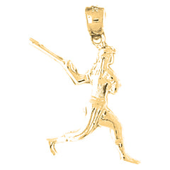 Yellow Gold-plated Silver Baseball Player Pendant