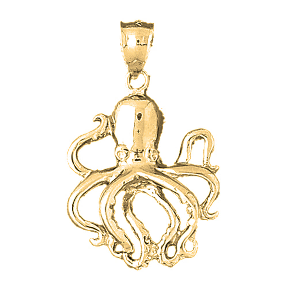 Yellow Gold-plated Silver Octopus Pendant