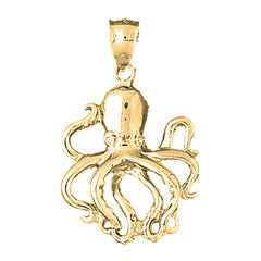 Yellow Gold-plated Silver Octopus Pendant