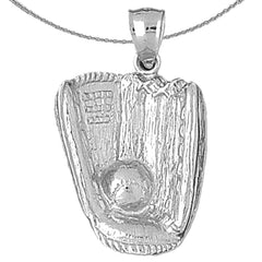 Mitad de béisbol de plata de ley con colgante de bola (bañada en rodio o oro amarillo)