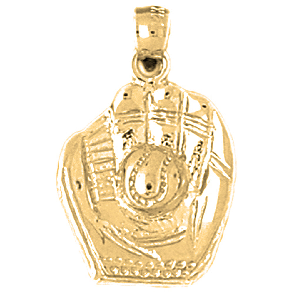 Yellow Gold-plated Silver Baseball Mit With Ball Pendant