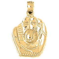 Yellow Gold-plated Silver Baseball Mit With Ball Pendant