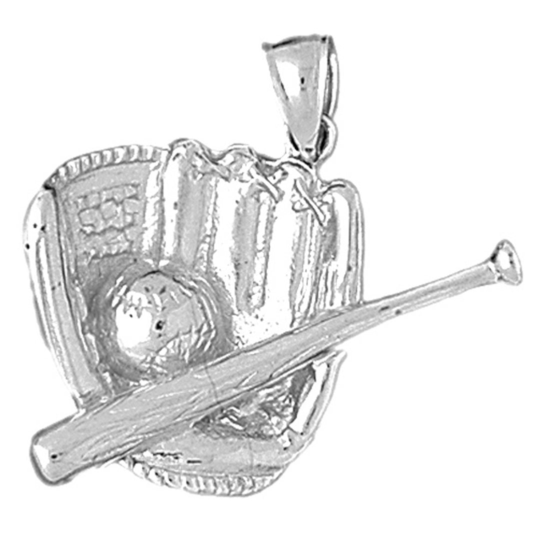 Sterling Silver Baseball Mit With Ball Pendant