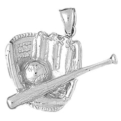 Sterling Silver Baseball Mit With Ball Pendant