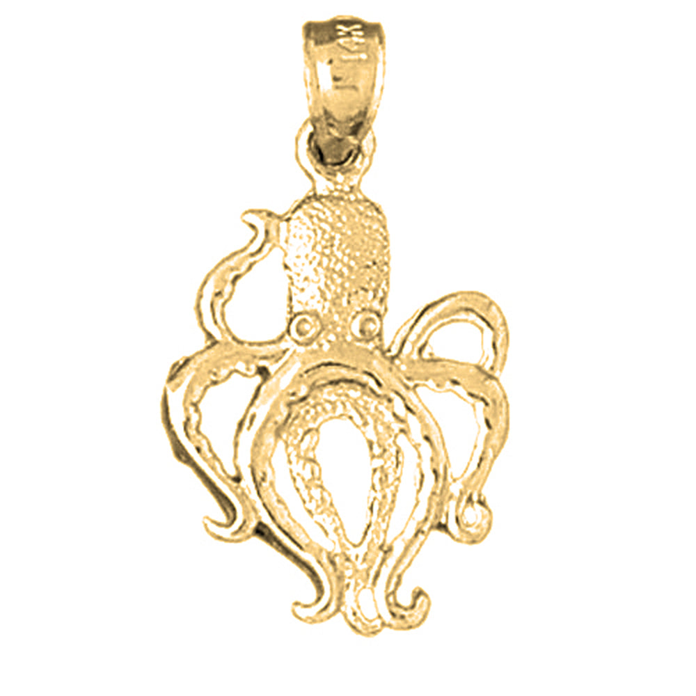 Yellow Gold-plated Silver Octopus Pendant