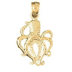 Yellow Gold-plated Silver Octopus Pendant