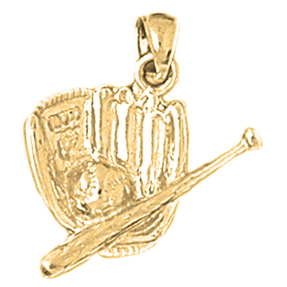 Yellow Gold-plated Silver Baseball Mit With Ball Pendant