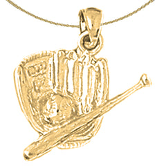 Baseballmütze aus Sterlingsilber mit Ballanhänger (rhodiniert oder gelbvergoldet)