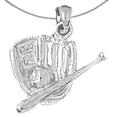 Baseballmütze aus Sterlingsilber mit Ballanhänger (rhodiniert oder gelbvergoldet)