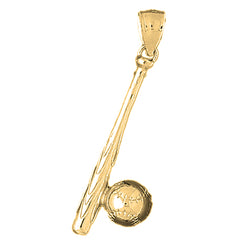 Yellow Gold-plated Silver Baseball Bat And Ball Pendant