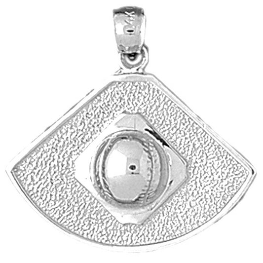 Sterling Silver Baseball Diamond Pendant