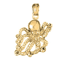 Yellow Gold-plated Silver Octopus Pendant