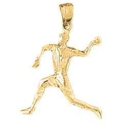 Yellow Gold-plated Silver Baseball Player Pendant