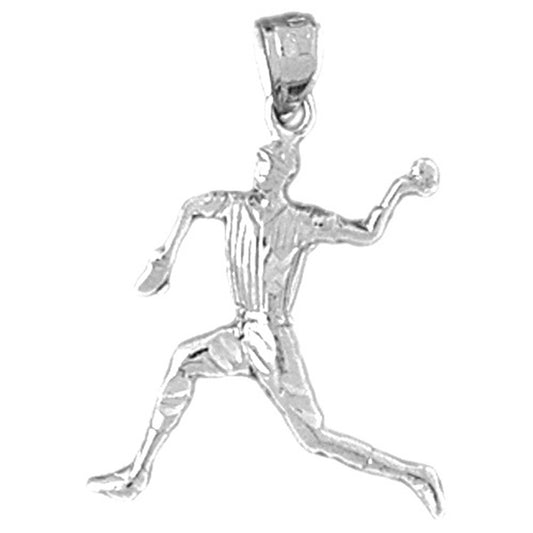 Sterling Silver Baseball Player Pendant