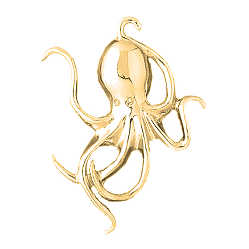 Yellow Gold-plated Silver Octopus Pendant