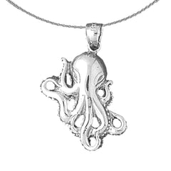 Sterling Silver Octopus Pendant (Rhodium or Yellow Gold-plated)