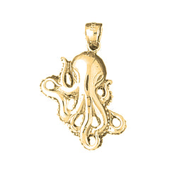 Yellow Gold-plated Silver Octopus Pendant