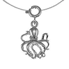 Sterling Silver Octopus Pendant (Rhodium or Yellow Gold-plated)