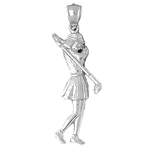 Sterling Silver Lady Golfer Pendant