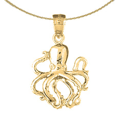 Oktopus-Anhänger aus Sterlingsilber (rhodiniert oder gelbvergoldet)