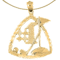 Sterling Silver #1 Golf Pendant (Rhodium or Yellow Gold-plated)