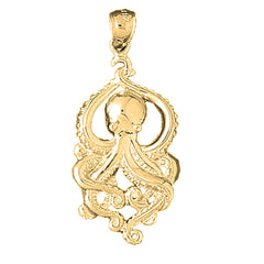Yellow Gold-plated Silver Octopus Pendant