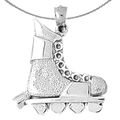 Sterling Silver Roller Blades Pendant (Rhodium or Yellow Gold-plated)