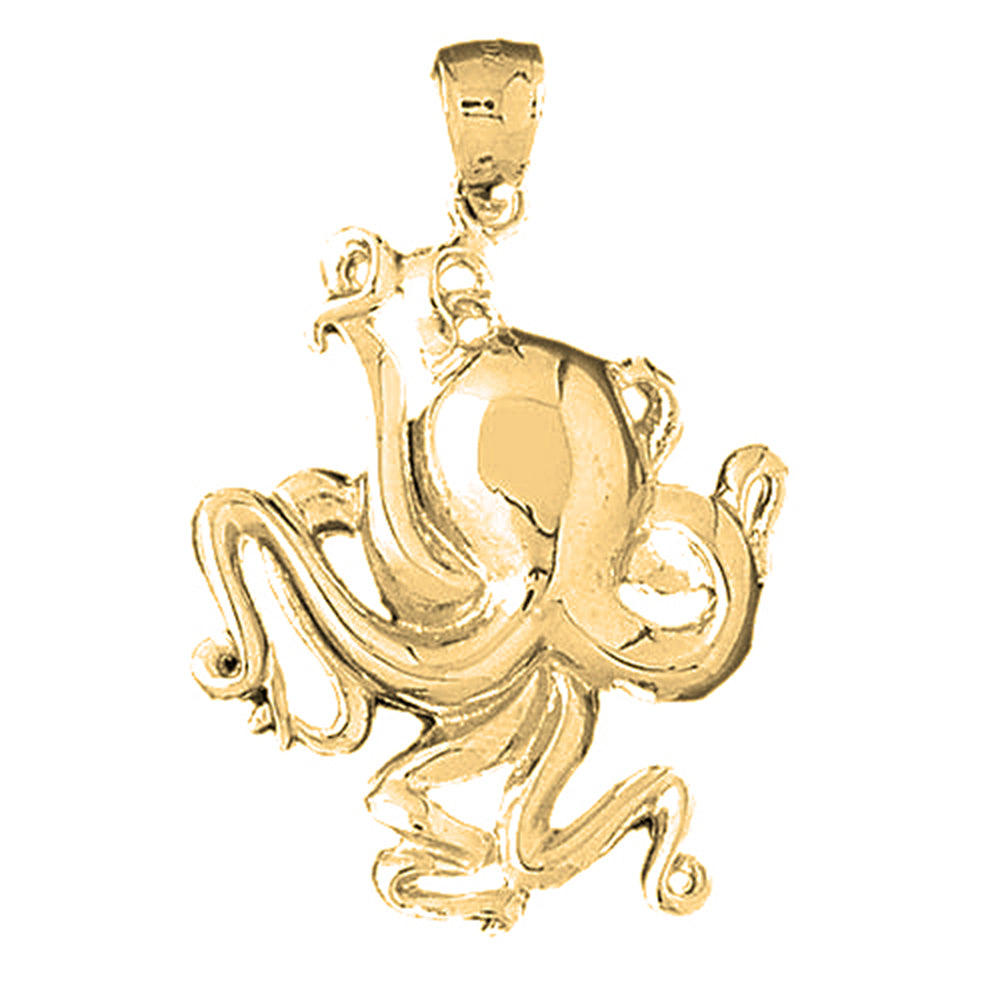 Yellow Gold-plated Silver Octopus Pendant
