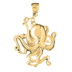 Yellow Gold-plated Silver Octopus Pendant