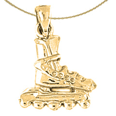 Sterling Silver Roller Blades Pendant (Rhodium or Yellow Gold-plated)