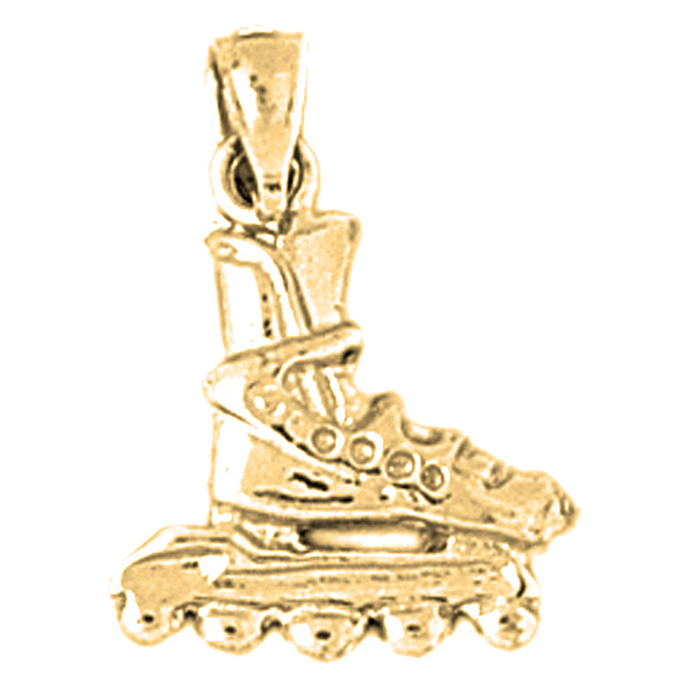 Yellow Gold-plated Silver Roller Blades Pendant