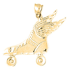 Yellow Gold-plated Silver Roller Skates Pendant