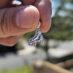 Sterling Silver Roller Skates Pendant (Rhodium or Yellow Gold-plated)