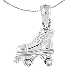 Sterling Silver Roller Skates Pendant (Rhodium or Yellow Gold-plated)