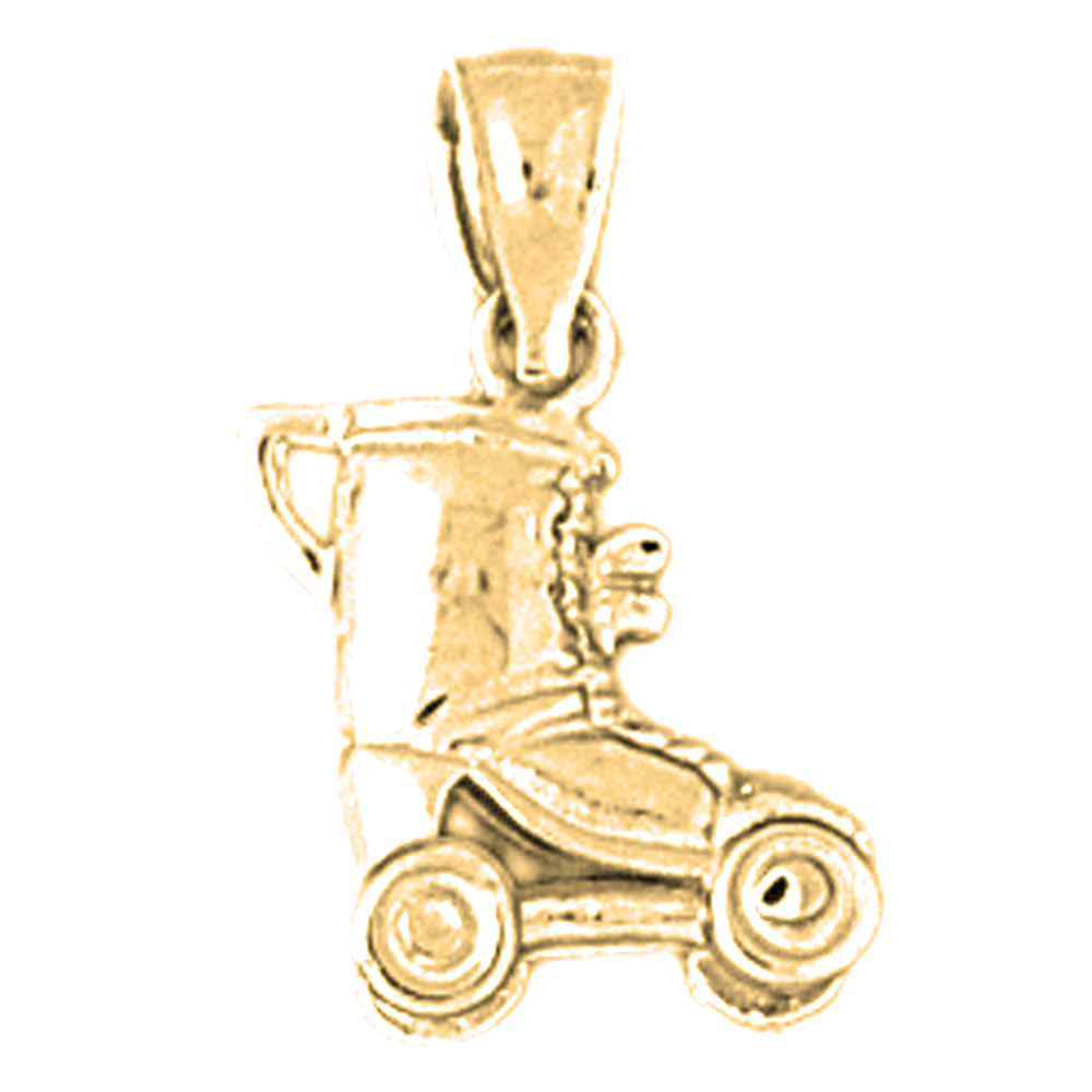 Yellow Gold-plated Silver Roller Skates Pendant