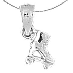 3D-Rollschuh-Anhänger aus Sterlingsilber (rhodiniert oder gelbgoldbeschichtet)