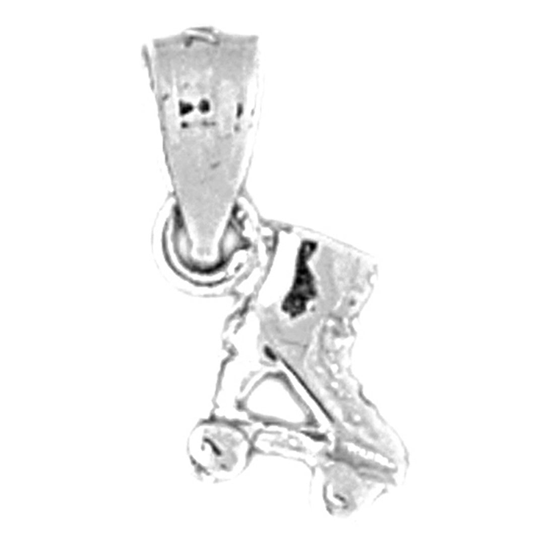 Sterling Silver 3D Roller Skates Pendant
