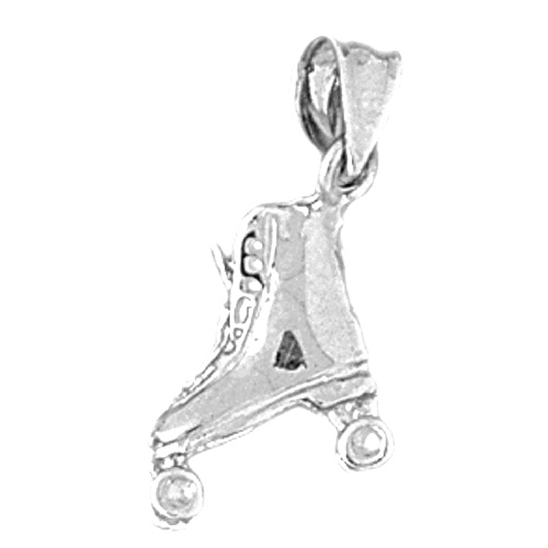 Sterling Silver 3D Roller Skates Pendant