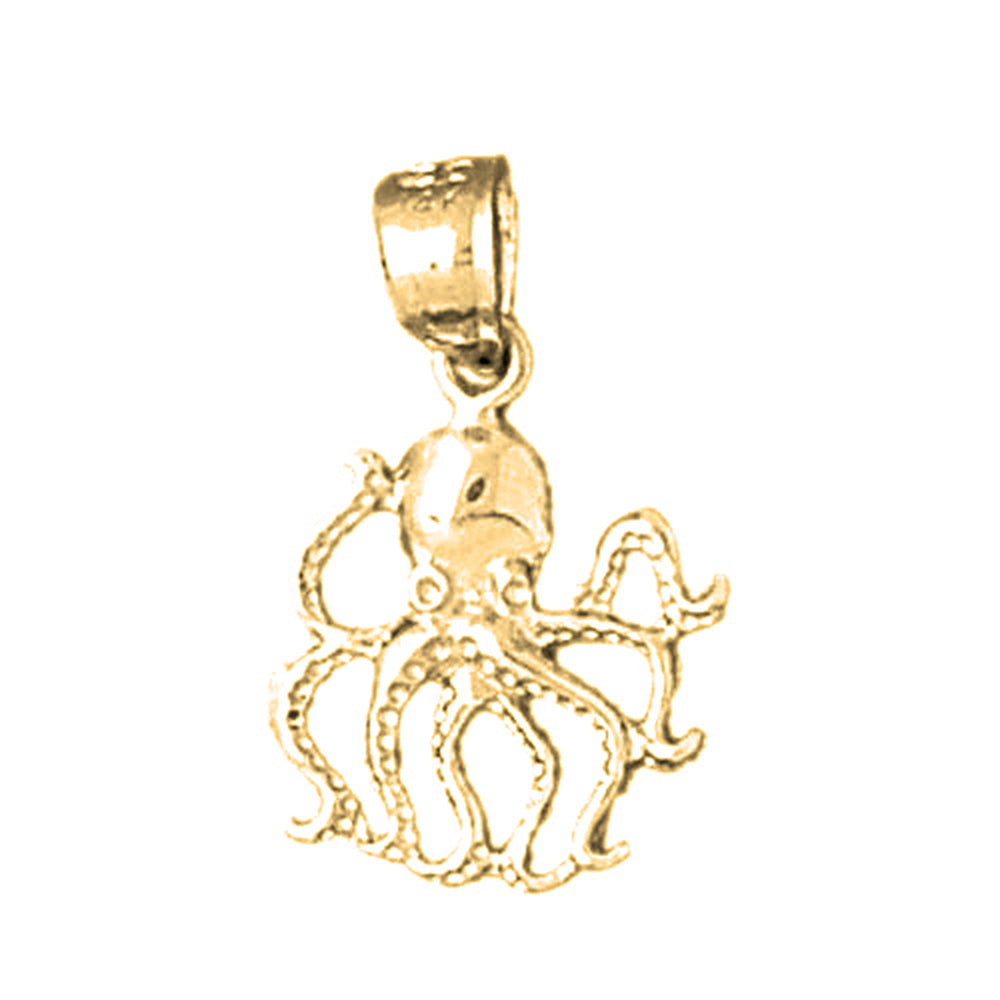 Yellow Gold-plated Silver Octopus Pendant