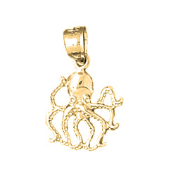 Yellow Gold-plated Silver Octopus Pendant