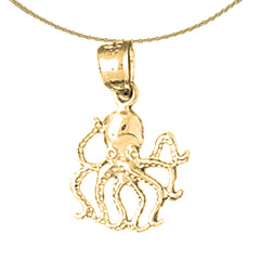 Oktopus-Anhänger aus Sterlingsilber (rhodiniert oder gelbvergoldet)