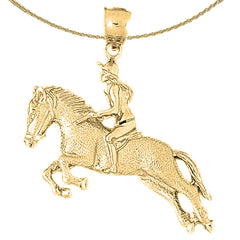 Sterling Silver Horse And Jockey Pendant (Rhodium or Yellow Gold-plated)