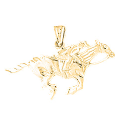 Yellow Gold-plated Silver Horse And Jockey Pendant